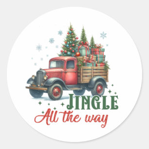 Xmas Gift Jingle All The Way Classic Round Sticker