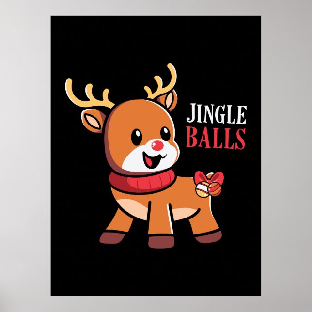 Xmas Gift Jingle Balls Reindeer Poster (Front)