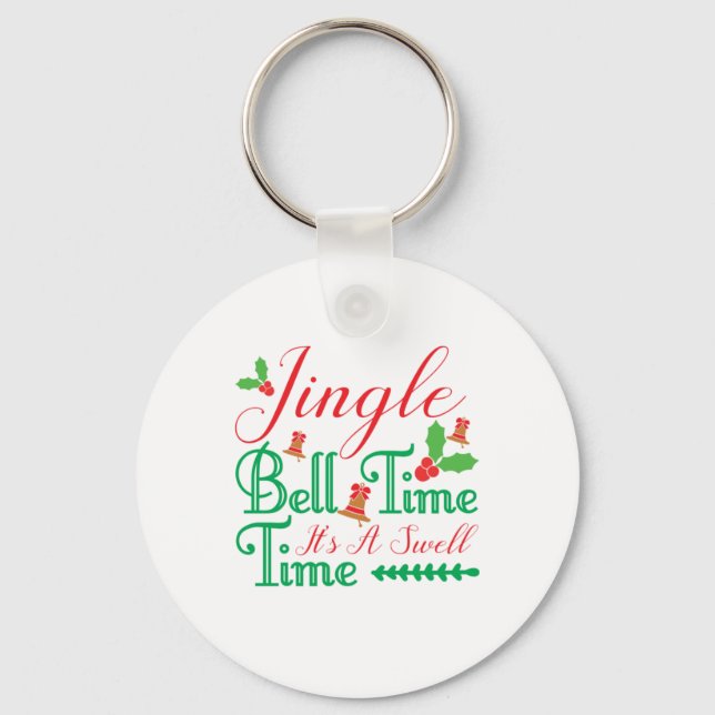 Xmas Gift Jingle Bell Time Key Ring (Front)