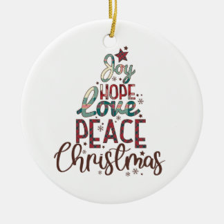 Xmas Gift Joy Love Peace Christmas Ceramic Ornament