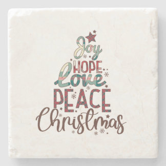Xmas Gift Joy Love Peace Christmas Stone Coaster