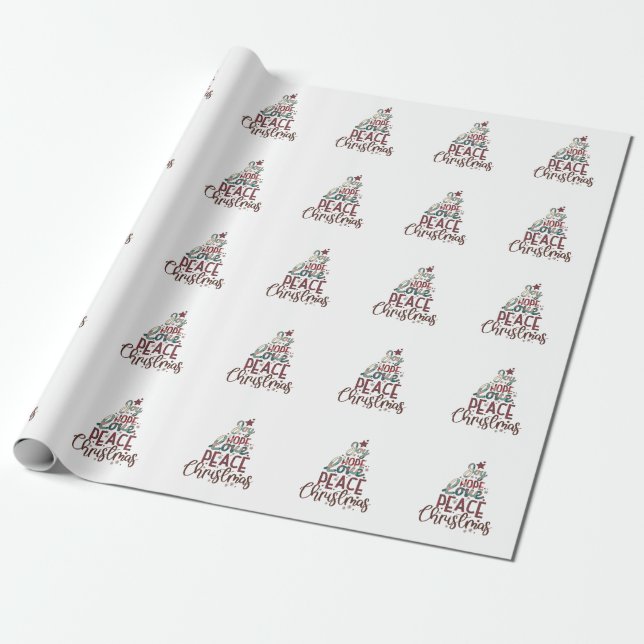 Xmas Gift Joy Love Peace Christmas Wrapping Paper (Unrolled)