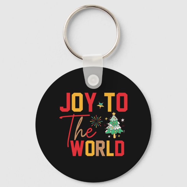 Xmas Gift Joy To The World Key Ring (Front)