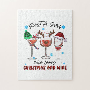 Xmas Gift Just A Girl Who Loves Christmas And Wine Jigsaw Puzzle