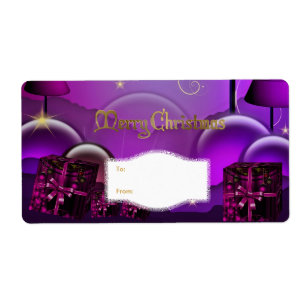 Xmas Gift Label Purple White Christmas