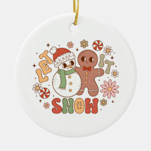 Xmas Gift Let It Snow Ceramic Ornament