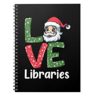 Xmas Gift LOVE Libraries Cute Santa Notebook