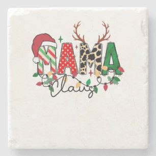 Xmas Gift Mama Claus With Kids Stone Coaster