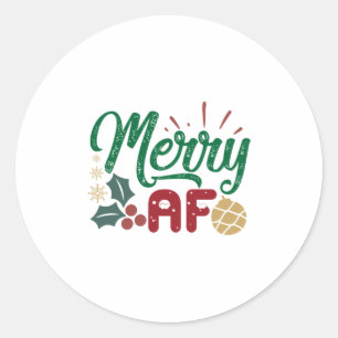 Xmas Gift Merry AF Cool Sassy Classic Round Sticker