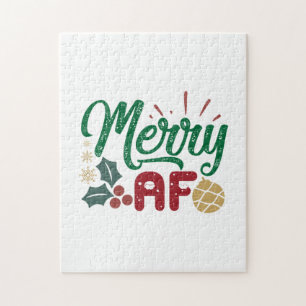 Xmas Gift   Merry AF Cool Sassy Jigsaw Puzzle
