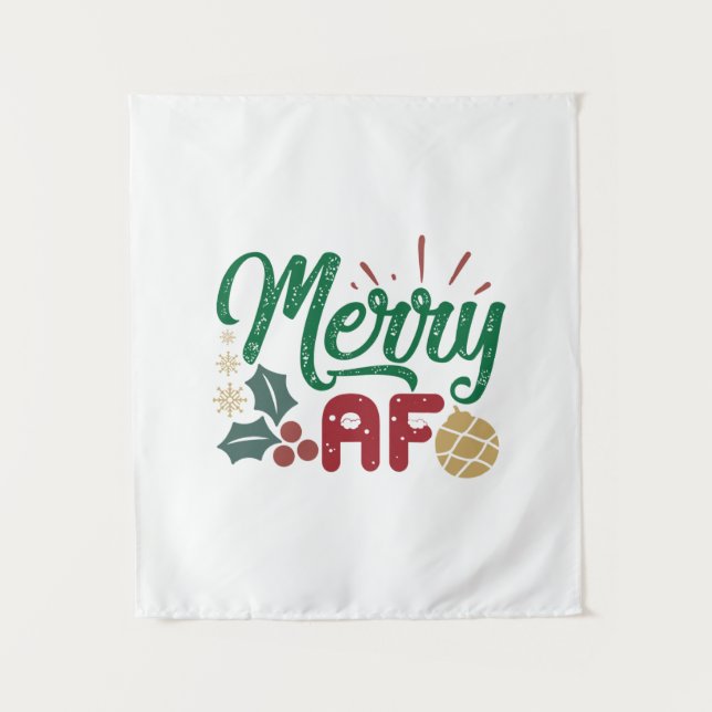 Xmas Gift | Merry AF Cool Sassy Tapestry (Front)