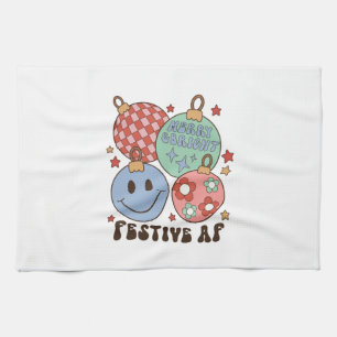 Xmas Gift Merry And Bright Festive AF Tea Towel