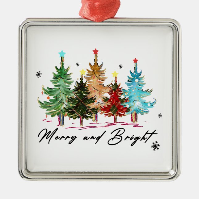 Xmas Gift Merry And Bright Metal Ornament (Front)