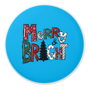 Xmas Gift Merry And Brights Ceramic Knob