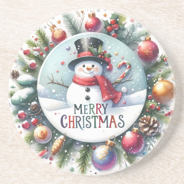 Xmas Gift Merry Christmas Coaster (Front)