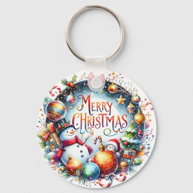 Xmas Gift Merry Christmas Key Ring (Front)