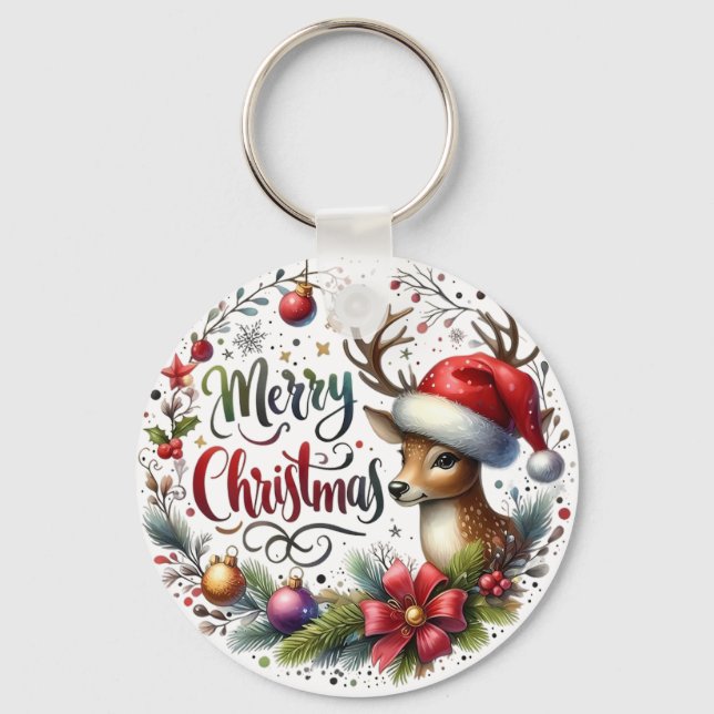 Xmas Gift Merry Christmas Key Ring (Front)