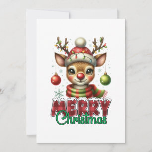 Xmas Gift Merry Christmas Reindeer Holiday Card