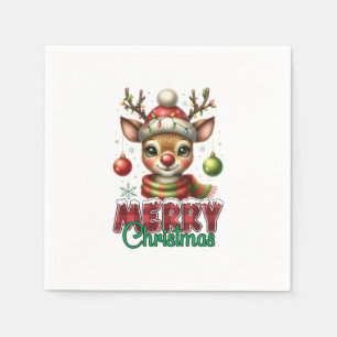 Xmas Gift Merry Christmas Reindeer Napkin
