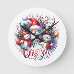 Xmas Gift Merry Christmas Round Clock