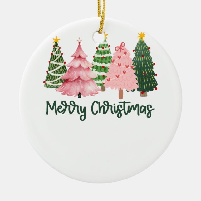 Xmas Gift Merry Christmas Tree Ceramic Ornament (Front)