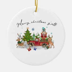 Xmas Gift Merry Christmas Yall Ceramic Ornament