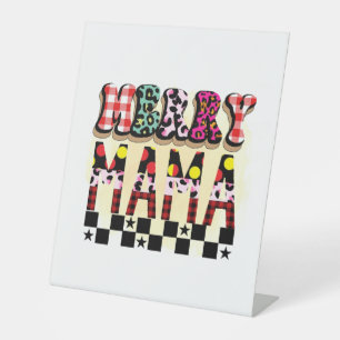 Xmas Gift Merry Mama Pedestal Sign