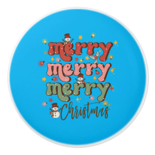 Xmas Gift Merry Merry Christmas Ceramic Knob
