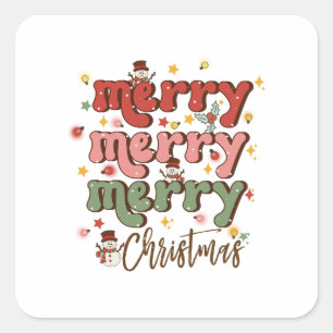 Xmas Gift Merry Merry Christmas Square Sticker