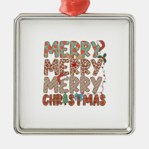 Xmas Gift Merry Merry Merry Christmas Metal Ornament