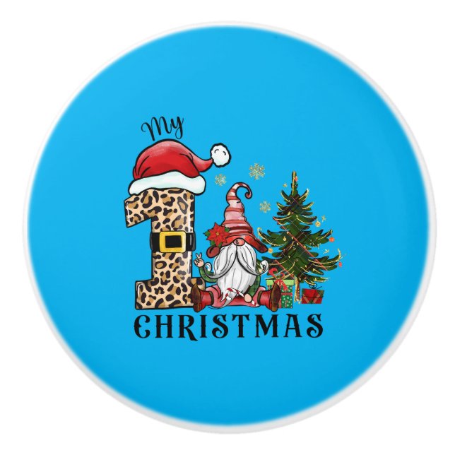 Xmas Gift My First Christmas Ceramic Knob (Front)