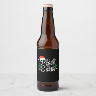 Xmas Gift Peace On Earth Beer Bottle Label