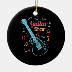 Xmas Gift Proud Guitarist Star Ceramic Ornament