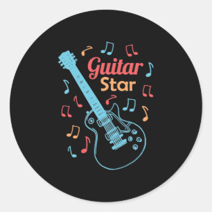 Xmas Gift Proud Guitarist Star Classic Round Sticker