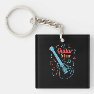 Xmas Gift Proud Guitarist Star Key Ring