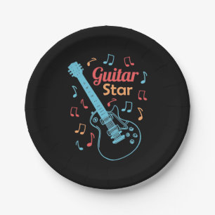 Xmas Gift   Proud Guitarist Star Paper Plate