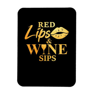 Xmas Gift Red Lips And Wine Sips Magnet