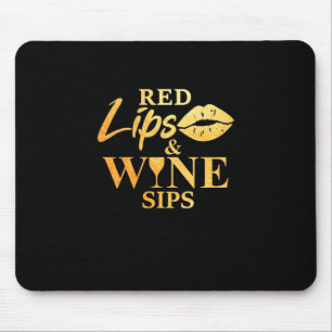 Xmas Gift Red Lips And Wine Sips Mouse Pad