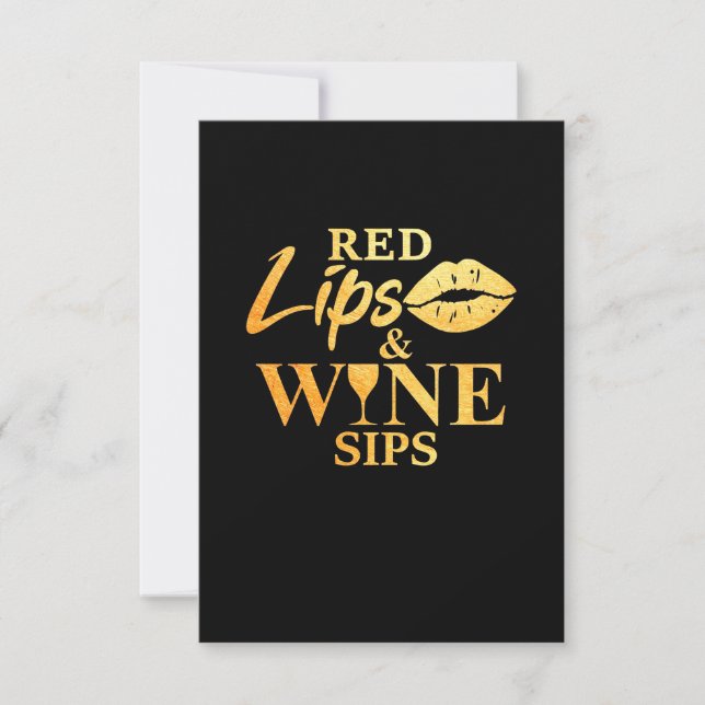 Xmas Gift | Red Lips And Wine Sips RSVP Card (Front)