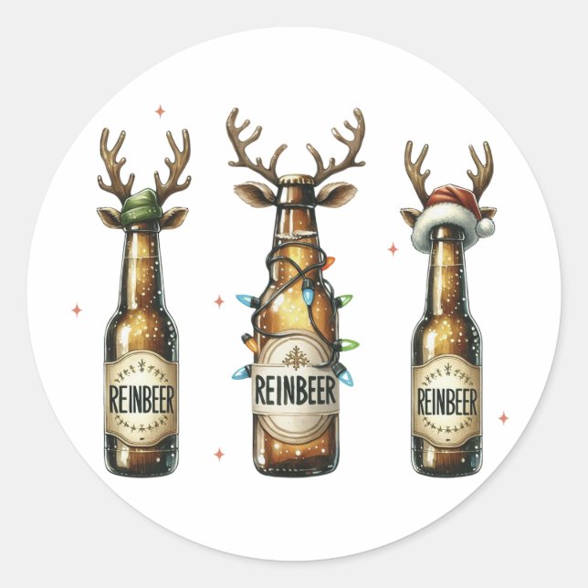 Xmas Gift Reinbeer Reinbeer Reinbeer Classic Round Sticker (Front)