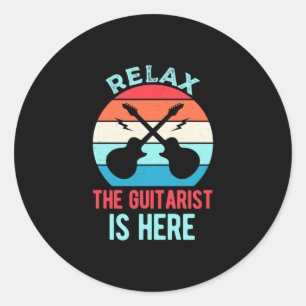 Xmas Gift Relax The Guitarist Is Here Classic Round Sticker