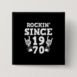 Xmas Gift Rockin Since 1970 15 Cm Square Badge