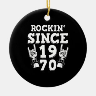 Xmas Gift Rockin Since 1970 Ceramic Ornament