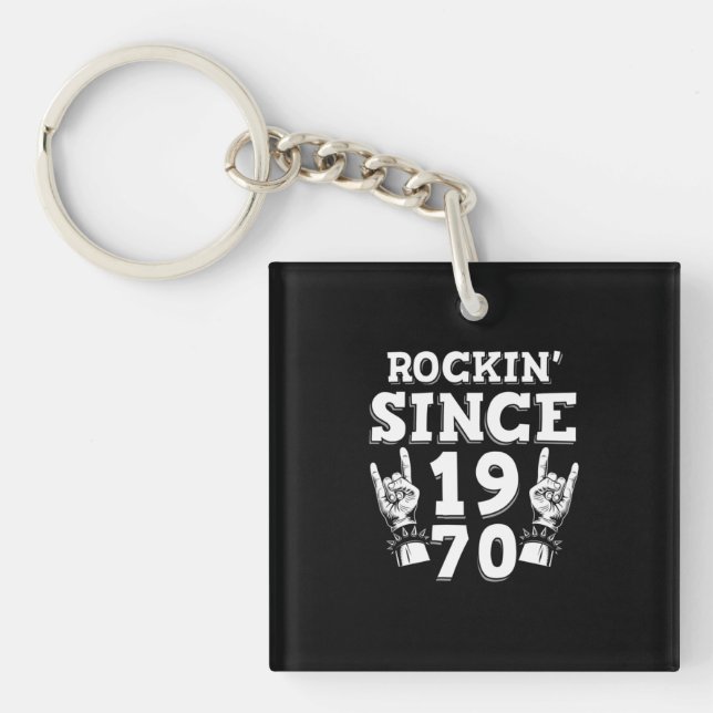 Xmas Gift | Rockin Since 1970 Key Ring (Front)