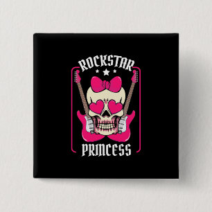 Xmas Gift Rockstar Princess Skull 15 Cm Square Badge