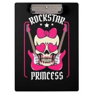 Xmas Gift Rockstar Princess Skull Clipboard