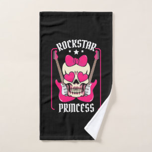 Xmas Gift Rockstar Princess Skull Hand Towel