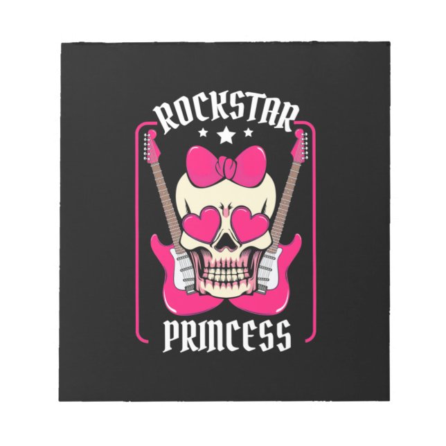 Xmas Gift | Rockstar Princess Skull Notepad (Front)