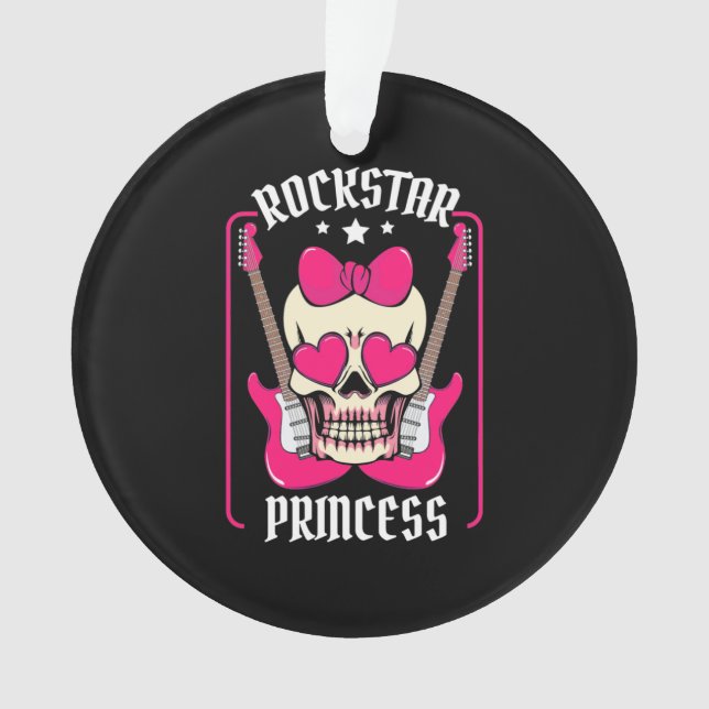 Xmas Gift | Rockstar Princess Skull Ornament (Front)