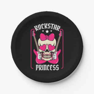 Xmas Gift Rockstar Princess Skull Paper Plate